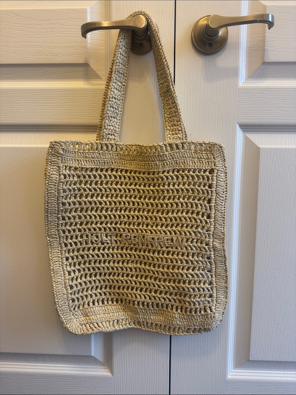 Holy Renfrew Beige Raffia Crochet Tote Bag
